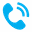 Blue telephone icon with curved lines indicating a ringing or active call signal.