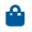 Blue shopping bag icon with handles on white background